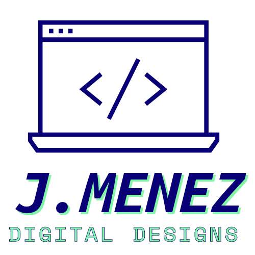 internet browser with dark text reading j. menez digital designs