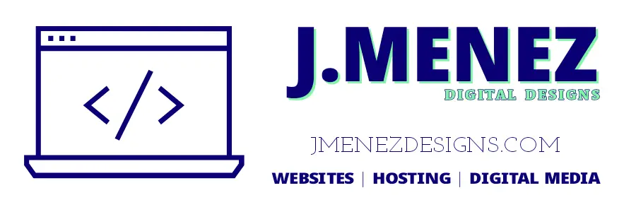 Clients 2 | J. Menez Designs j.menez digital design in bold letters with subheading websites, hosting, digital media