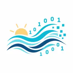 Data flowing through a coastal wave