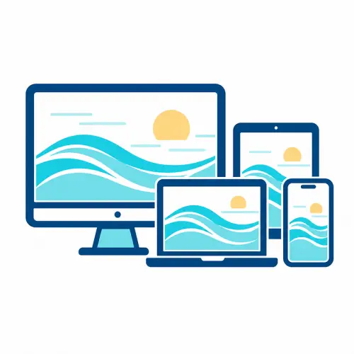 Connected desktop, tablet and mobile website illustration
