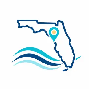 Florida coastline and local location marker